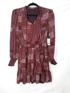 BCBGMaxazria Womens Print Ruffle Sleeve Retro Mini Dress Medium. NWT croquette - Picture 1 of 8