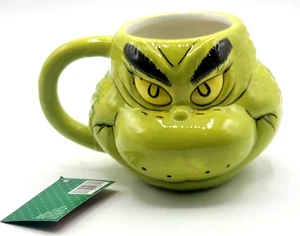 Dr Seuss The Grinch Face Sculpted Ceramic Mug/Cup By Sleigh Bell Bistro, New - Picture 1 of 5