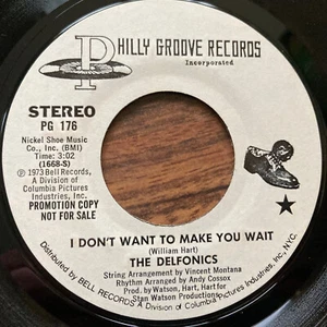 I DON'T WANT TO MAKE YOU WAIT PROMO FIRST PRESS DELFONICS VINYL 45 RECORD 7" - Picture 1 of 4