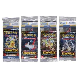 Pokemon Scintille Folgoranti 4 Bustine doppio sigillo Art Set ITA SEALED - Foto 1 di 5