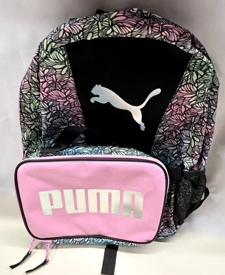 Mochila Puma Kids con lonchera a juego, rosa/floral, nueva con etiquetas Foto 1 de 4