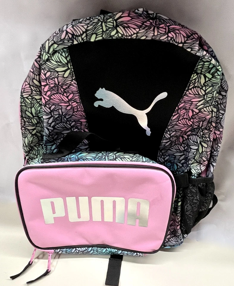 Puma Kids BackPack with Matching Lunchbox Pink/Floral