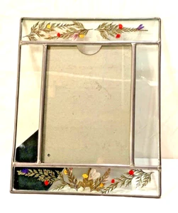 Pressed Flower Metal Heavy Leaded Glass Picture Frame 8” X 10” Photo Frame - Picture 1 of 5