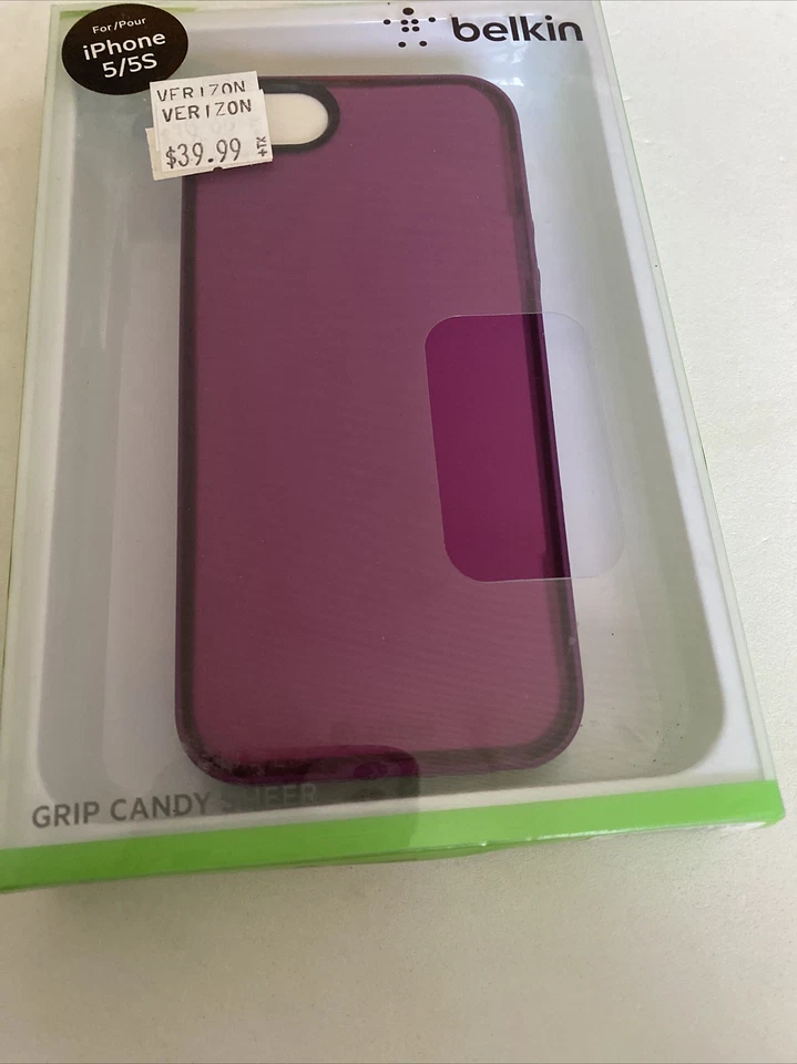 NEW Belkin Grip Candy Sheer iPhone 5/5s Case New In Box pink With Purple Sides - Image 1 of 2