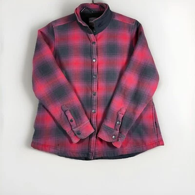 Eddie Bauer Shirt Jacket Women Large Red Black Woodland Buffalo Plaid Shacket - Image 1 of 4