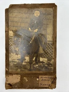 Vintage Old Photograph Child On Pony Horse 22 Wilson St Burlington Vermont VT - Picture 1 of 9