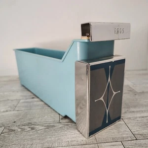 Vintage MCM Refrigerator Egg Holder Storage Container Blue Silver Kitchen Decor - Picture 1 of 17