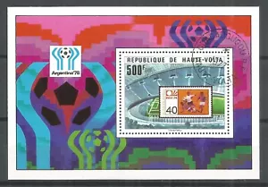 Upper Volta 1977 year, used block sport soccer - Picture 1 of 1