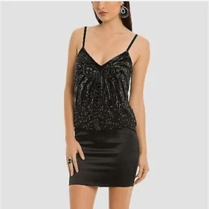 MARCIANO GUESS Dress KENDRA SILK SEQUIN BEADED DRESS BLACK SIZE XS - Picture 1 of 11