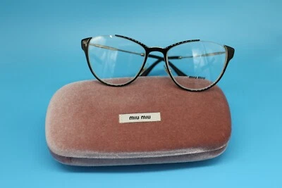 全新 Miu Miu 眼镜 VMU51O 黑色镜框 QE3-1O1 53*19*140 意大利制造 — 第 1/4 张图片