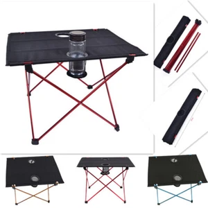 Mesa plegable portátil ultraligera de aluminio con portavasos camping jardín picnic - Imagen 1 de 12