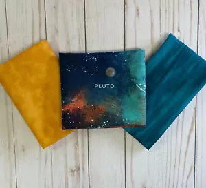 Juego de 3 cuartos de grasa de tela FQ constelaciones de planetas espaciales dorado azul 100 % algodón - Imagen 1 de 4