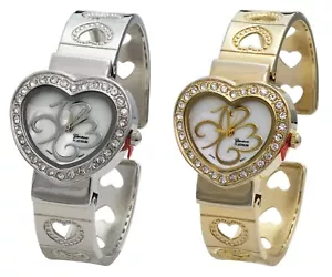 Blekon Collections Damen Quarz 30 mm Gehäuse Herz Design Manschette Armreif Uhr - Bild 1 von 16
