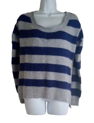 SUÉTER MODA INTERNATIONAL LANA PELO DE CONEJO AZUL GRIS RAYAS TALLA S Foto 1 de 4