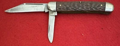 CUCHILLO JACL MARCA MARTILLO 2 HOJAS, MANGOS HUESO JIGGED MARRÓN Foto 1 de 4