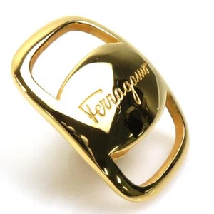 Salvatore Ferragamo Authentic Brooch Pin Badge Vara Metal Color Gold Italy VN02 - Picture 1 of 5