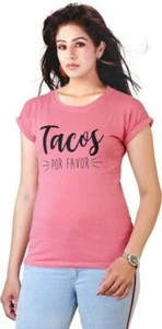 Tacos Por Favor Damen rosa TShirt - Größe L - Bild 1 von 1