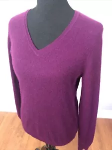Charter Club Luxury Size M/L PETITE 40" 100% Cashmere Sweater V Neck Merlot MINT - Picture 1 of 7