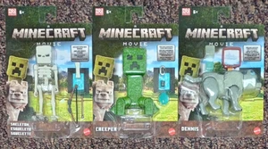 LOT OF 3 - Minecraft Movie Toys Figures Skeleton Creeper & Dennis IN HAND Mattel - Picture 1 of 4