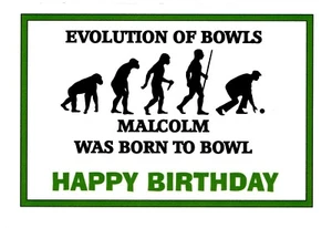 Personalised Male Evolution of BOWLS Birthday Card c/w envelope Lawn Green - Picture 1 of 1