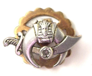 NOS New Antique 14k White & Yellow Gold MASONIC Mason Diamond Lapel Pin #N937 - Picture 1 of 4
