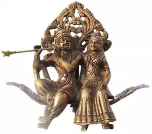 Radha Krishna Statue Brass Antique Finish Hindu Deities Religious Idol 8.5 Inch - Picture 1 of 4