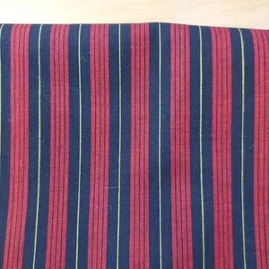 Vntg 1950s Sewing Fabric Striped Shirting Black Red Gold 2ydsX36" Cotton Western - Picture 1 of 6