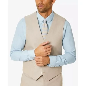 Tommy Hilfiger Men's Tan Cotton Modern-Fit TH Flex Chambray Suit Vest Size S - Picture 1 of 2