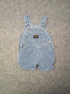 Vintage OshKosh B'gosh Overalls Shorts Toddler Boys 0-3mon Striped Denim Vestbak - Picture 1 of 4
