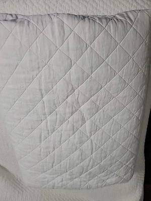 Pottery Barn Belgian Flax Linen Diamond Quilt White King Cal King - Image 1 of 3
