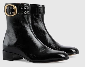 GUCCI Botas con Hebilla de Charol Negro para Hombres 739926 Talla UK 9.5, US 10 $1200* - Imagen 1 de 12