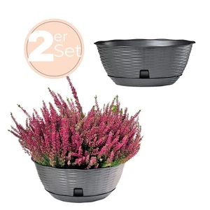 2x Pflanzschale Blumenschale für draussen Bonsai Topf Grabschale Anthrazit 40 cm - Bild 1 von 6