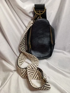Bolso Bandolera de Cuero Negro Rosa Lirio con Correa Desmontable Informal Elegante Negocios - Imagen 1 de 5