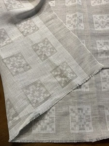 VTG Scandanavian Hand Woven Texture Linen Fabric Two Tone Tablecloth Cross 54x98 - Picture 1 of 8