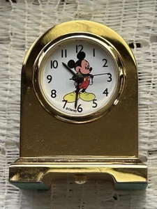 DISNEY MICKEY MOUSE MINI MINIATURE BRASS MANTLE CLOCK w/Battery WORKS!! - Picture 1 of 5