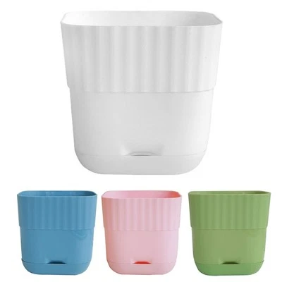 For Indoor Gardening Made Easy 5PCS Square Resin Flower Pots with Drainage - Image 1 of 4