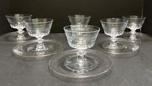 6 Morgantown Glas Kräuter + Untertassen 7685 1-2-8 Vintage Kreuz & Platte - Bild 1 von 15