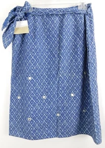 Liz Claiborne Lizwear Rock Wickeloptik blau Tribal Rautenmuster verspiegelte Akzente Gr. 10 - Bild 1 von 9