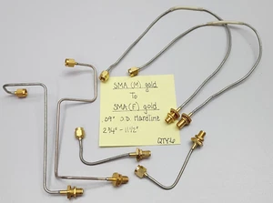 (6) SMA (M) Gold - SMA (F) Gold 0.090" OD Hardline Cables 2.75" - 11.5" - Picture 1 of 4