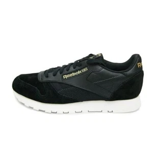 Reebok CL Classic Leather Men's Shoes Black White Sz 10/11.5 BS5243 - Picture 1 of 4