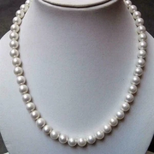 Collana vere perle naturali bianche di conchiglia Akoya con GARANZIA 8 mm NUOVA - Foto 1 di 3