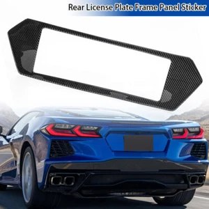 Carbon Rear Car License Plate Filler Trim Decorative Kit For Corvette C8 2020-24 - Picture 1 of 12