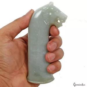 Hermosa empuñadura de daga talla león aventurina estilo magnate mogol de 1160 quilates - Imagen 1 de 8