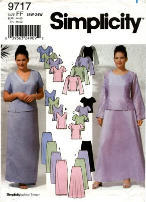 Simplicity 9717 Womens Plus Evening Tops Skirts Sewing Pattern Uncut - Image 1 of 2
