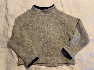 Vtg LL Bean Sweater Kids Fleece P Small Beige Blue Shirt Pullover - Picture 1 of 10