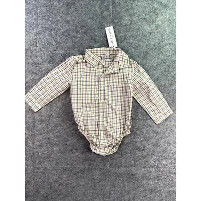 Janie & Jack NWT Plaid Baby 12-18 month Oxford Striped Long Sleeve Bodysuit - Image 1 of 4