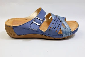 Flexus by Spring Step Denia -Blue Leather Sandals - Women's Size: 7.5 US - 38 EU - Picture 1 of 15