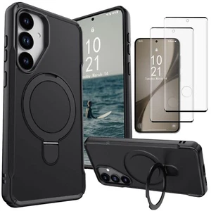 Ring Holder Case Magnetic Cover Tempered Glass For Samsung Galaxy S24 Plus/Ultra - Picture 1 of 15