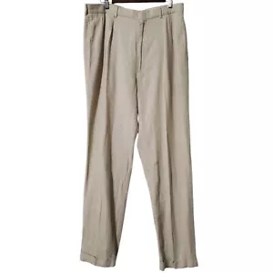 Vintage Polo Ralph Lauren Pants *Stains* 34x32 Pleated Cuffed Linen Blend Mens - Picture 1 of 13