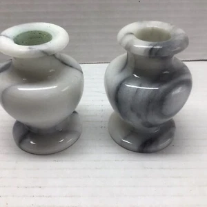 2 x Candelabros Vintage Gris y Blanco Mármol Corona Táctil Vela Felicitaciones - Imagen 1 de 4